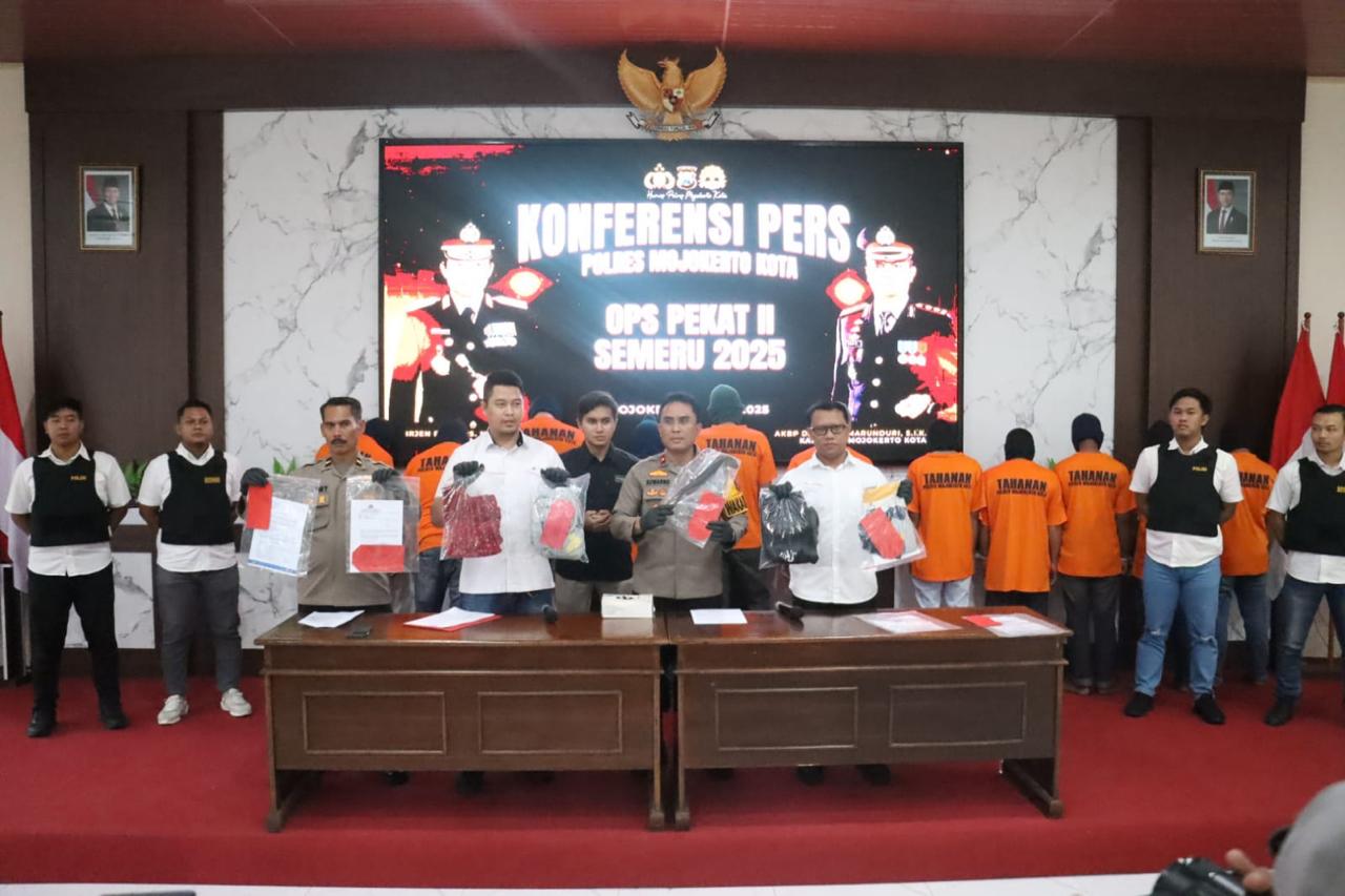 Operasi Pekat II Semeru 2025, Polres Mojokerto Kota Amankan 18 Pelaku Tindak Premanisme