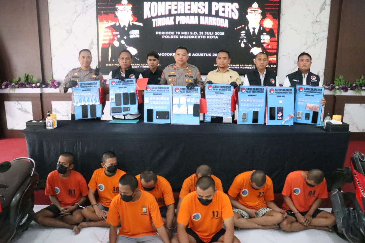 Kurun Waktu 2 Bulan, Polres Mojokerto Kota Berhasil Amankan 25 Pelaku Pengedar Narkoba