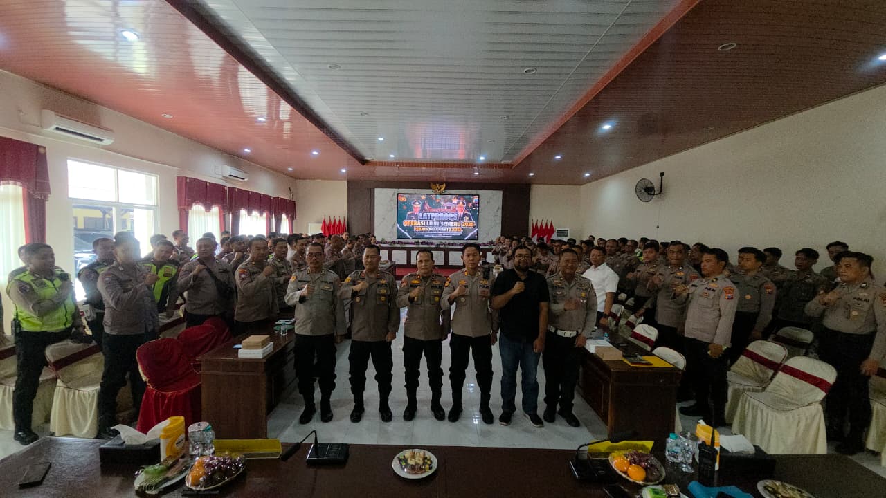 Wujud Kesiapan Komitmen Amankan Nataru 2026, Polres Mojokerto Kota Gelar Latpraops Lilin Semeru 2025